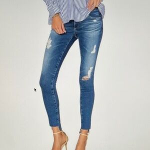 AG Adriano Goldsmith The Leggings Ankle Super Skinny Distressed Jeans Sz 30